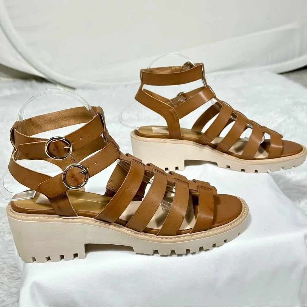 Dolce Vita Lillia Brown Block Heel Gladiator Sandals Chunky Lug Sole Platform 10